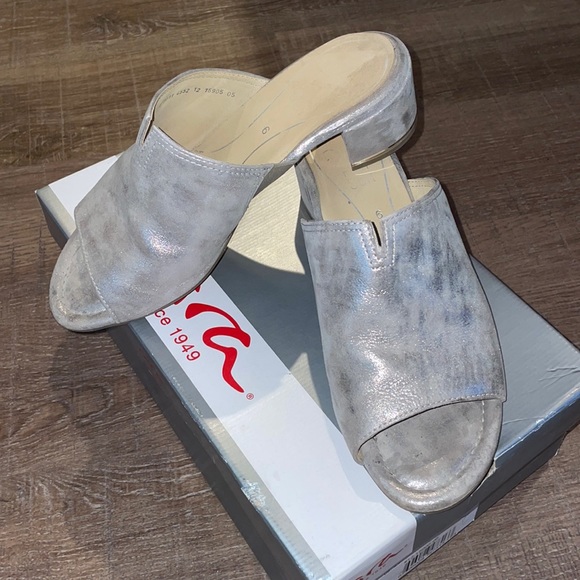 Ara Gerty block heel mule metallic silver size 9 - Picture 3 of 9